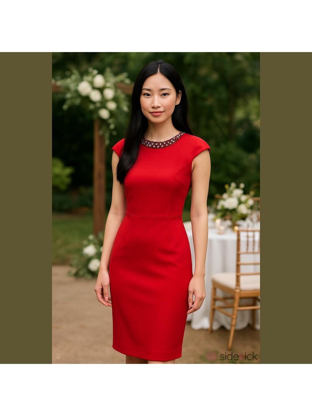 Ted Baker red beaded midi dress Size 0